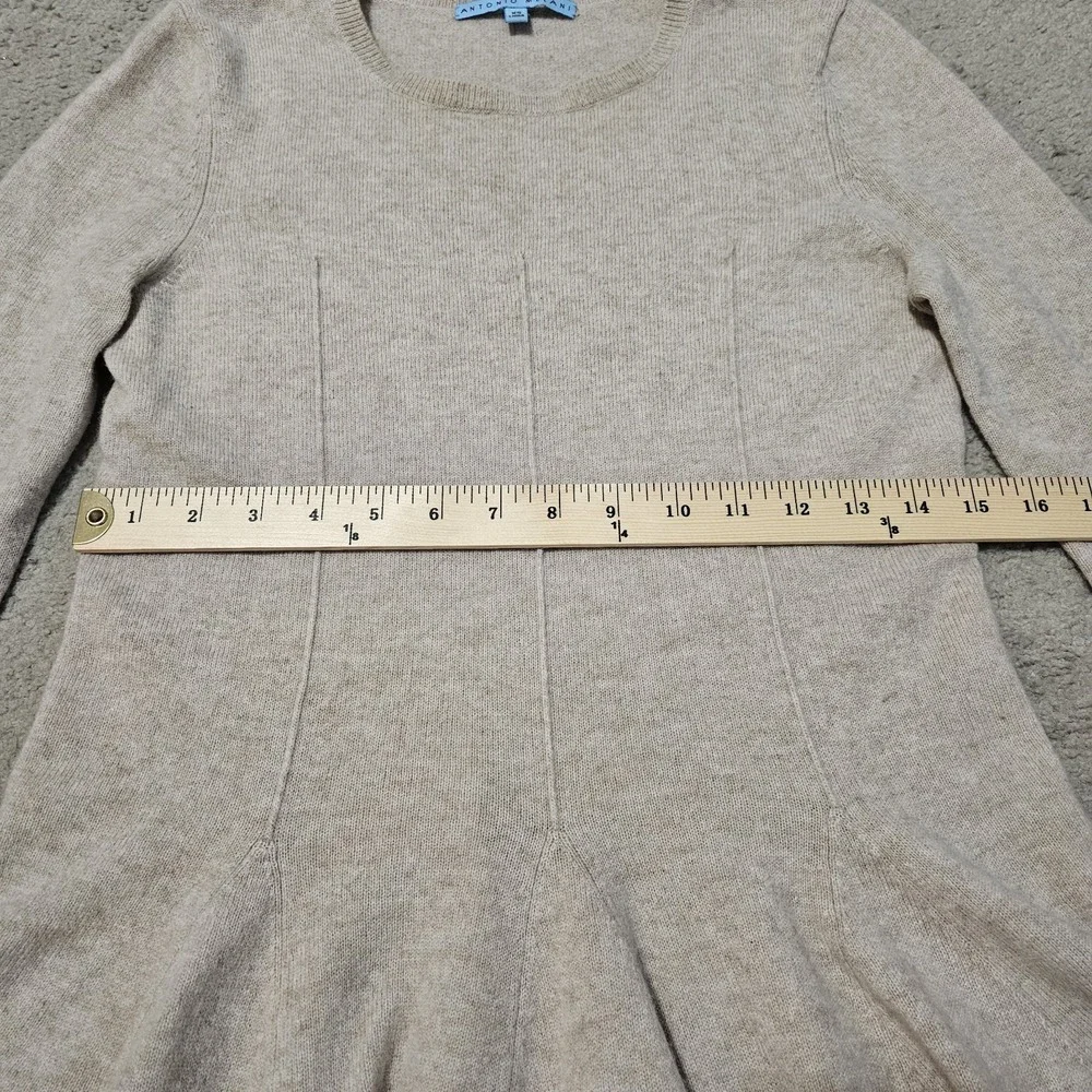 Antonio Melani Taupe 100% Cashmere  Carolina  Sweater Peplum  Size XS Quiet Luxu